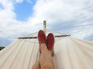 Feet swaying in a hammock